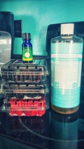 dr bronner's castile soap and essential oils for cleaning produce